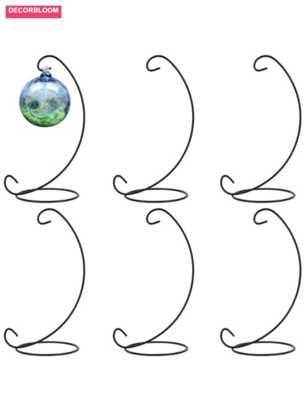 6 Pack 9 Inch Iron Wire Ornament Display Stands Hanging Hook Holders